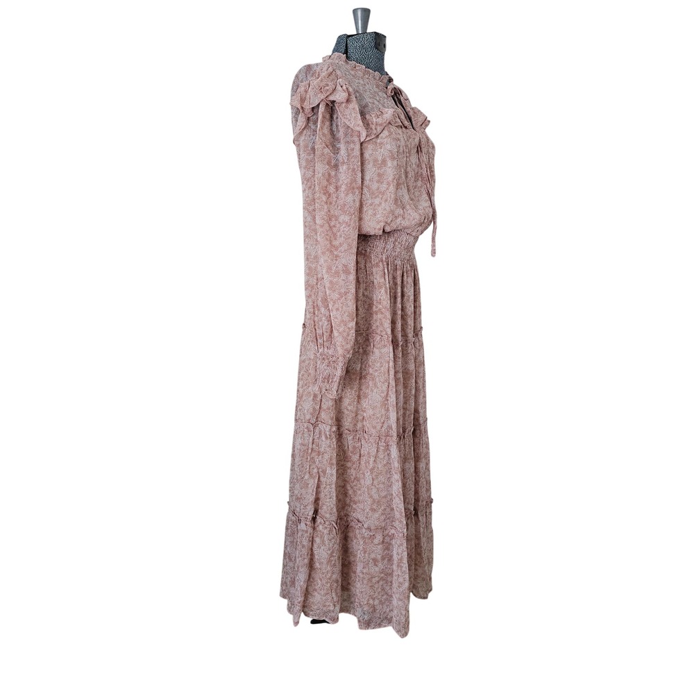 Anthropologie Dress Forum Dusty Rose Floral Tiered Boho Maxi Dress Large NWT - Picture 6 of 16